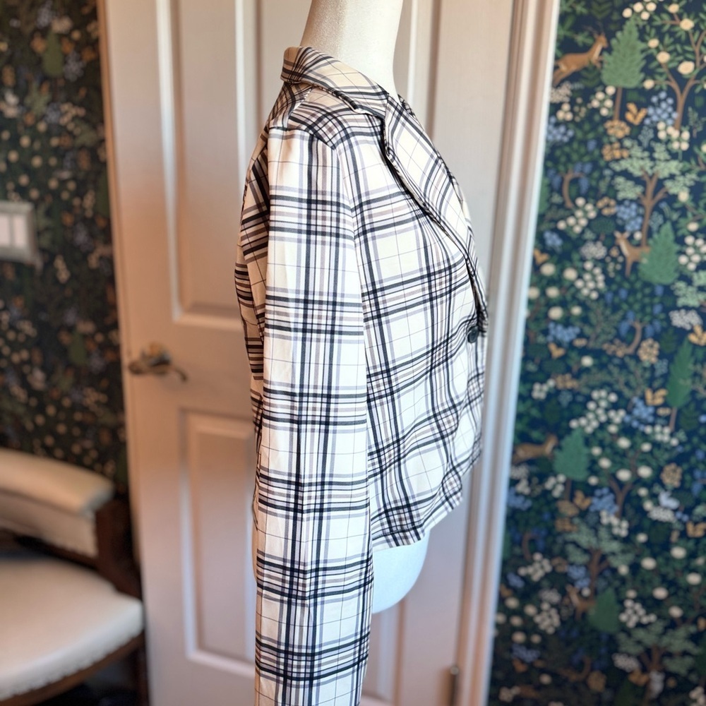 SHEIN Black and White Plaid Blazer Jacket - Picture 4 of 8